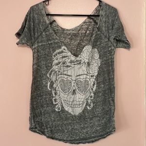 Aeropostale Trippy Skeleton Scoop Neck